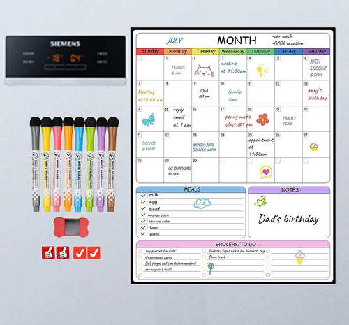 Vkopa Calendario Magnetico Para Refrigerador Tablero Borrado