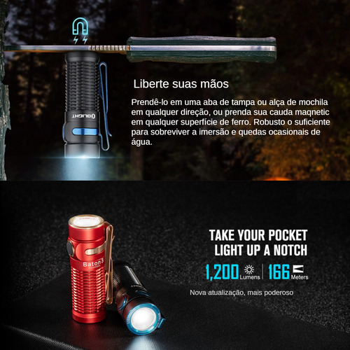 Lanterna Olight Baton 3 Case Recarga 1200 Lumens Aluminum
