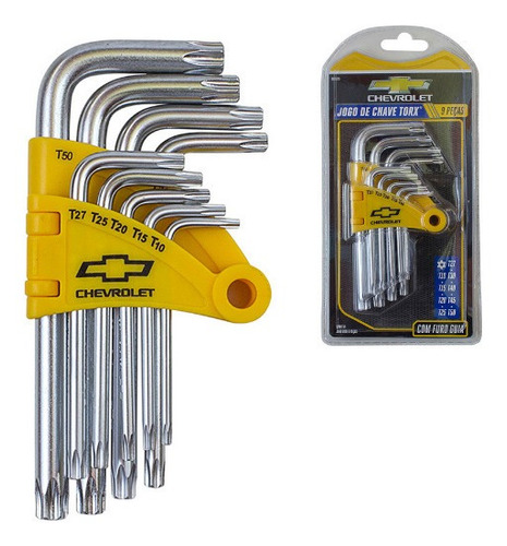 Jogo 9 Chaves Torx Com Furo Guia T10 A T50-gm - Chevrolet