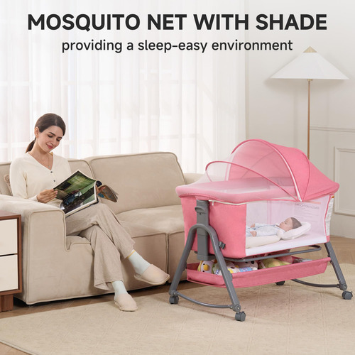Mochila De Cama Para Bebé Real Relax 3 En 1, Rosa, Con Redes