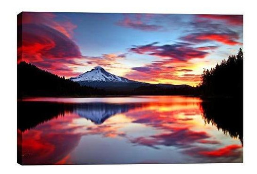 Epic Graffiti Sunrise On The Lake Canvas Wall Art, 30 X 45 C