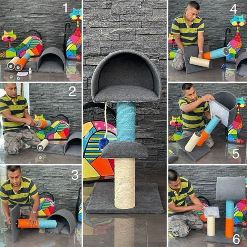 Imagen 7 de 10 de Rascador Para Gatos Mueble | Juguete Árbol Rascadero 70cm