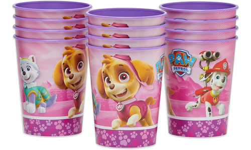 Vasos Desechables Reutilizables Rosa Para Niña Paw Patrol