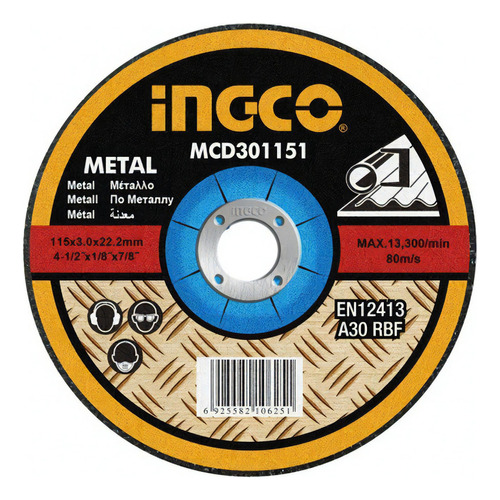 Ff 10 Disco Desbaste 4½ Abrasivo Ingco 6mm Metal Mgd601151