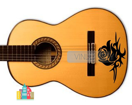 Sticker Calcomania Para Guitarra Rosa Tribal Negro
