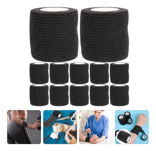 Cinta Venda Elástica Cohesiva Autoadherible 4.5m* 5cm 12pcs Negro