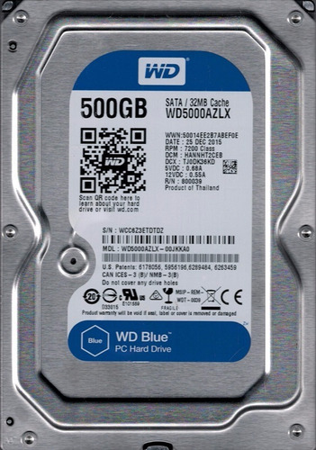 Disco Duro 3.5 Pc 500 Gb Wd Blue  Wd5000azlx  Nuevo