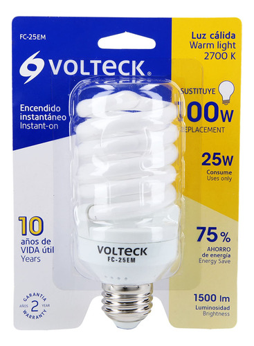 Lámpara 25 W Espiral Mini Luz Cálida T2 B. 48507
