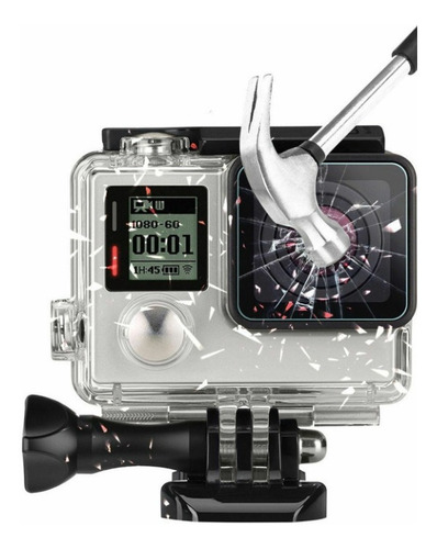 Imagen 2 de 7 de Vidrio Templado Protector Pantalla Lente Gopro Hero 4