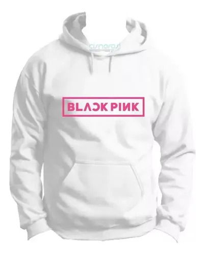 Buzo Canguro Black Pink Logo Letras Unisex