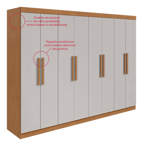 Guarda-roupa Casal Easy Slim 8 Portas Amendoa Clean/off Amêndoa Clean/off White