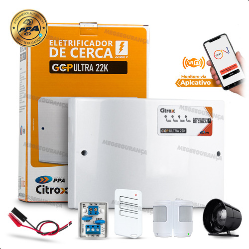 Central Cerca Elétrica Ppa On Ultra 22k Wifi Sirene 2 Sensor