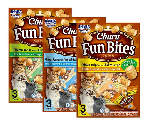 Churu Fun Bites Gato Mix Degustación Con 3 Sabores /9 Sachet