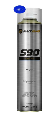 Kit 3 Silicone Aromatizado S90 Black Prime Acqua 400ml