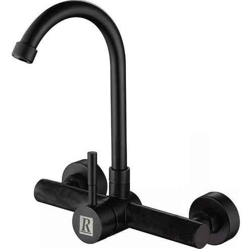 Monocomando Palito Cocina Pared 15 Cm Rimontti Negro Mate