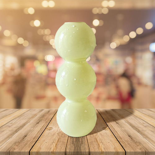 Florero De Cristal Con Forma De Burbuja, Florero Verde Claro
