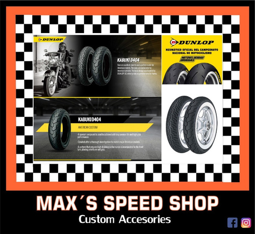 Cubierta 130/90-16 Dunlop Trasera Custom Sportster Maxspeeds