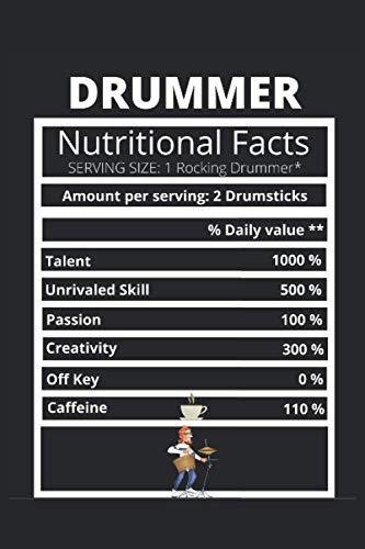 Band Drummer Cuaderno Diario Drummer Informacion Nutricional