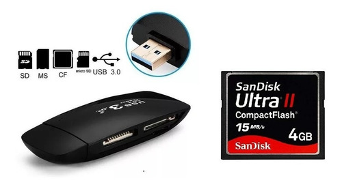 Leitor 3.0 Cartão Memória Usb Compact Flash 4gb Sandisk