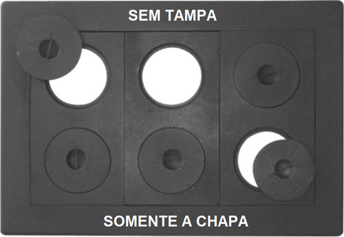 Chapa Ferro Econômica Fogão Lenha 6 Furo Sem Tampa 64x45 Rig