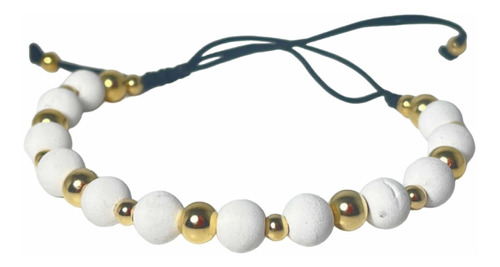 Pulsera Hombre Oro Golfi Blanca