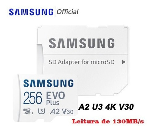 Cartão De Memoria Micro Sdxc Samsung 256 Gb Evo Plus 130mb/s
