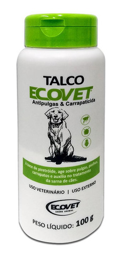 Talco Ecovet 100g - Antipulgas E Perfumado