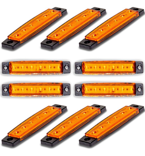 Kit 10 Sinalizador Lanterna Delimitadora Lateral 6led 12 24v