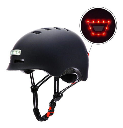 Casco Bicicleta Skate Street Con Luz Delantera Y Trasera 