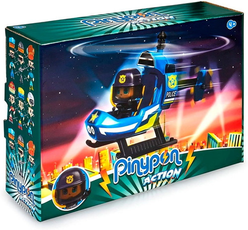 Imagen 2 de 2 de Helicóptero Policía Pinypon 17037 + 1 Figura