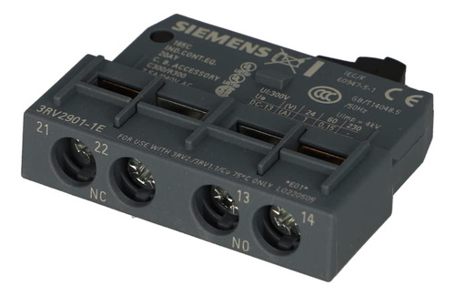 3rv2901-1e | Interruptor Auxiliar Siemens Transversal, 1no1n