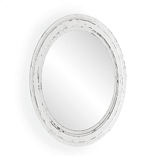 Espejo Ovalado De Madera Pared Estilo Granja, Decorativ...