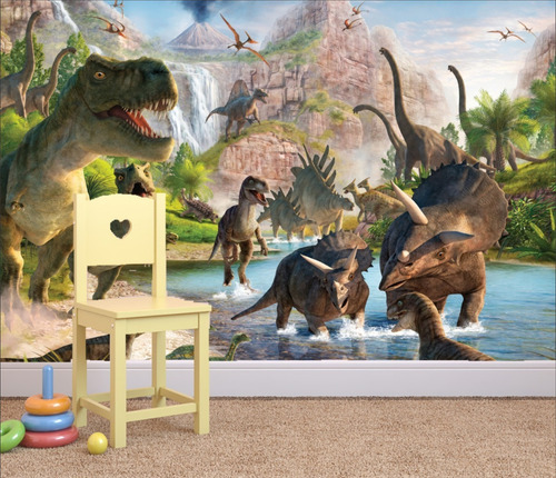 Imagem 3 de 10 de Adesivo Decorativo Dino Infantil Dinossauro T-rex 6,5m²