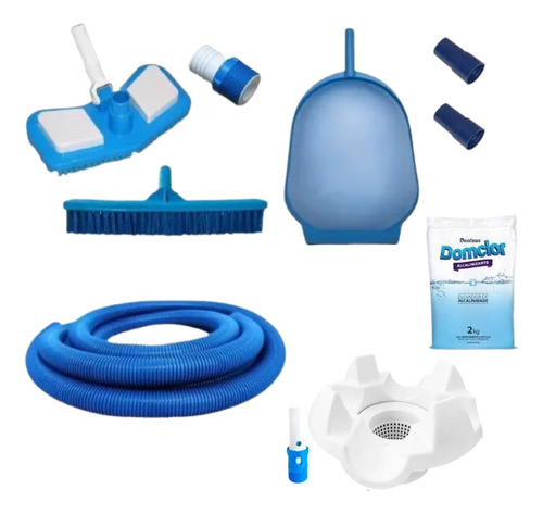 Skimmer Piscina Flutuante C/alcalinizante + Kit Limpeza