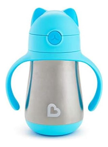 Vaso Munchkin Cool Cat Con Popote De Acero Inoxidable