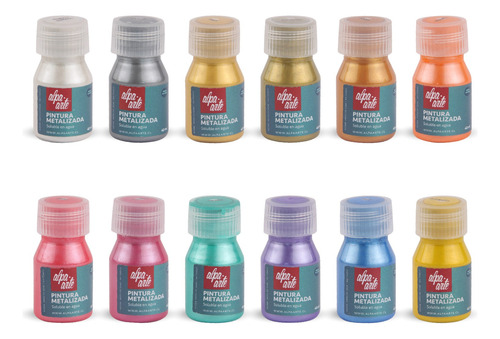 Set De 12 Colores De Pintura Metalizada Alpa Arte 40 Ml