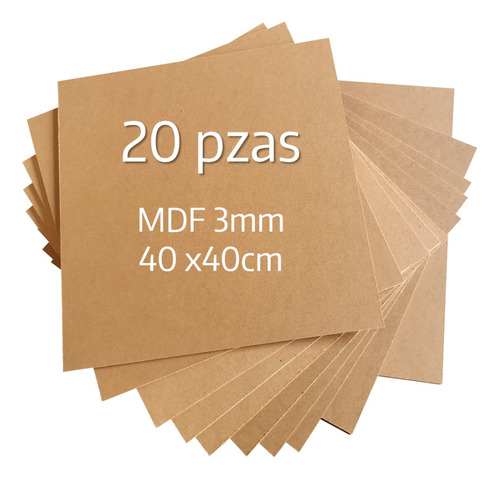 20 Piezas De Mdf 3mm De 40x40cm Ideal Para Manualidades