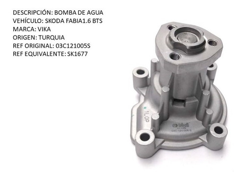 Bomba De Agua Skoda Fabia 1.6 Bts