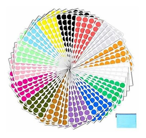 Paquete De 2400 Etiquetas Adhesivas Redondas, 15 Colores Sur