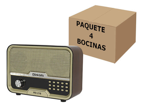 Bocina Retro Vintage Con Control Radio Fm Bluetooth 4piezas