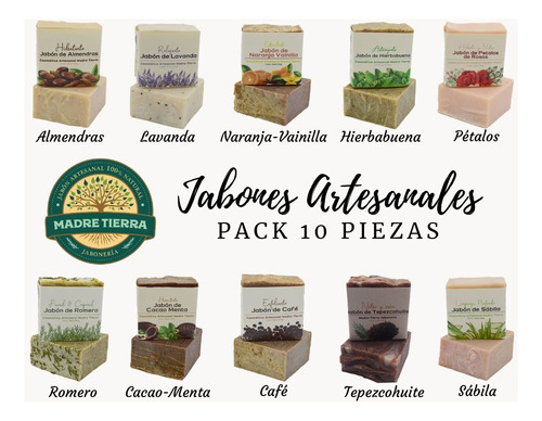 Jabón Natural Artesanal Kit 10 Piezas (paquete 1)