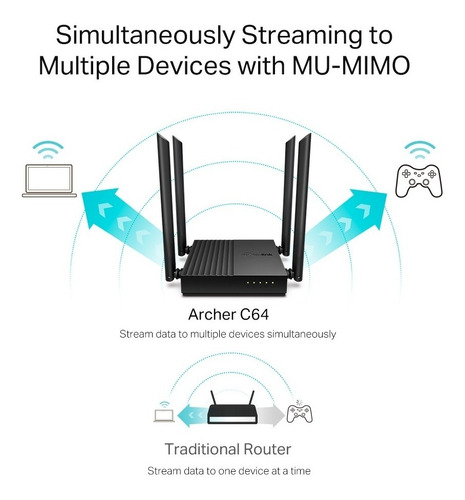 Router Tp-link Ac1200 Wifi Dualband Gigabit Archer C64 Negro