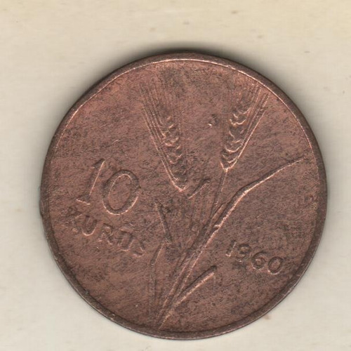 Turquía Moneda De 10 Kurus Año 1960 - Km 891.1