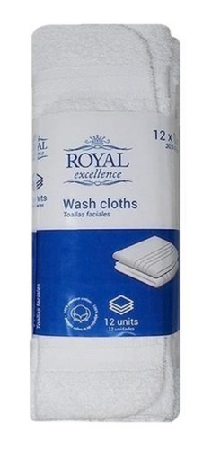 Royal Excellence Toalla Facial Blanca 12 Unid 30.5 X 30.5 Cm