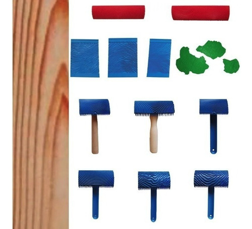 Veteador Imitación Madera, Con Mango, Goma Azul, 3 Uds.