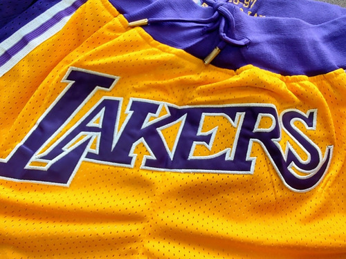 Imagen 7 de 10 de Short Bermuda Básquet Nba Retro Lakers Temp 1996/97
