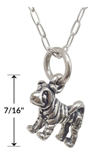 Collar De Encanto De Perro Shar Pei Pequeño De Plata E...