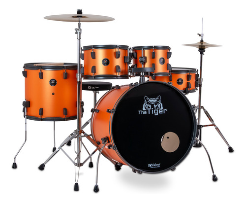 Bateria Odery The Tiger Metal Orange Tg200 C/ Pratos E Banco Cor Preto