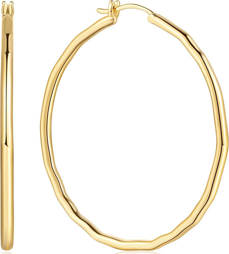 Arracadas Coquetas Facetadas Grandes Aretes De Oro 14k 35mm