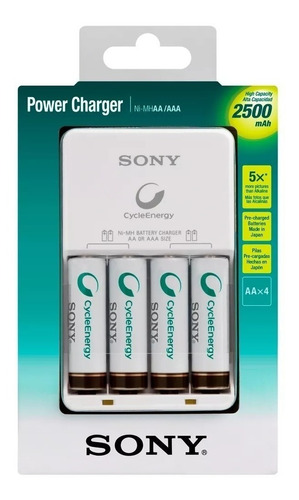 Cargador Sony Aa/aaa + 4 Pilas Aa 2500mh Recargable,obelisco